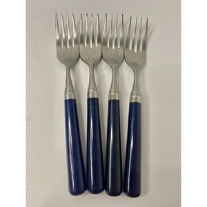 Stanley Roberts Spectrum Navy Blue Stainless 6 3/4" Salad Forks Lot Of 4